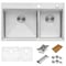 Ruvati 33"x22" Drop-in 60/40 Dbl Topmnt Tight Radius 16Ga SS Ldg Kitchen Sink RVH8035 - alternate 8